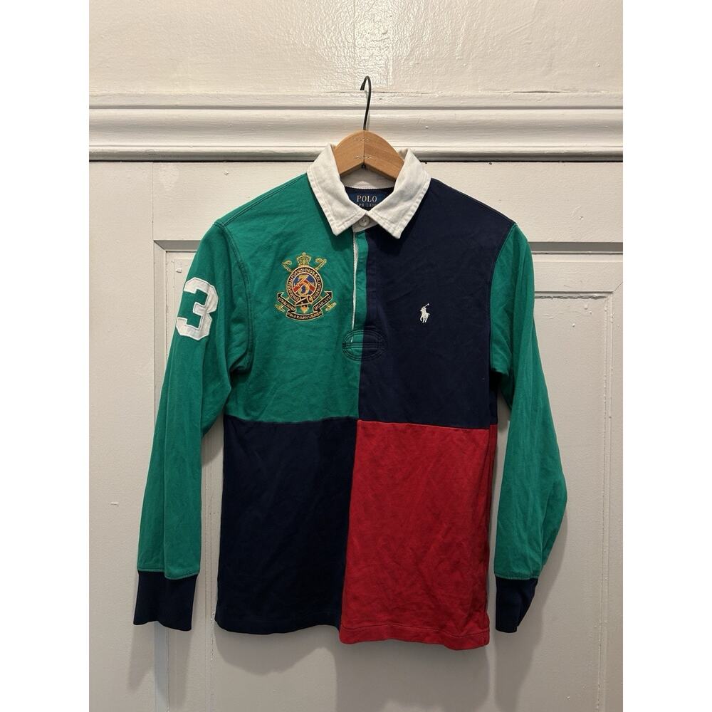 Polo Ralph Lauren Color Block Long Sleeve Rugby Polo Shirt Kids Size M (10-12)